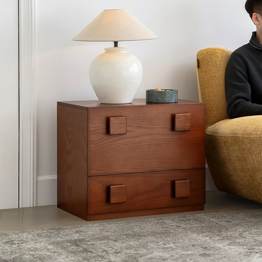 Vintage pine wood storage modular side table carmen quad primary product view.