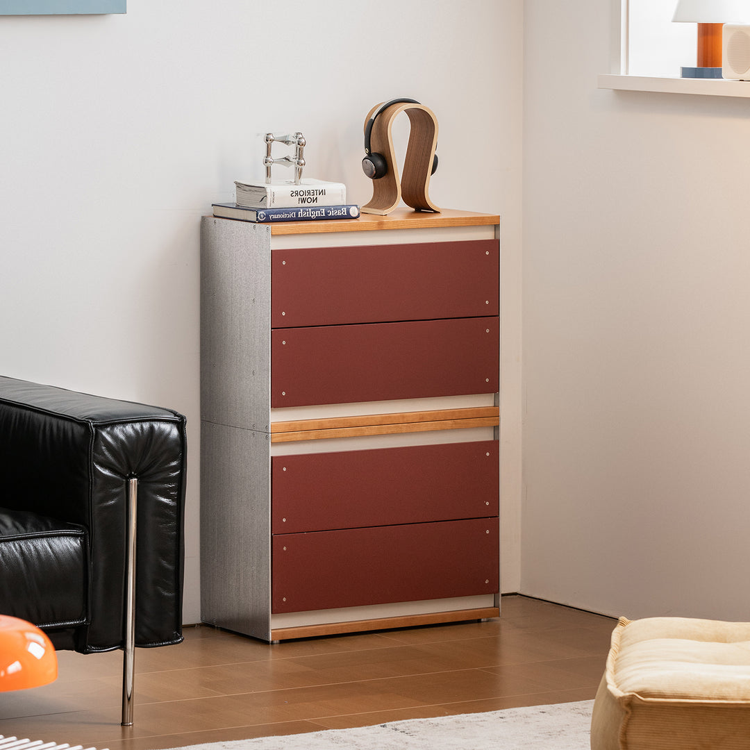 Bauhaus aluminium modular chest of drawer geometric primary product view.