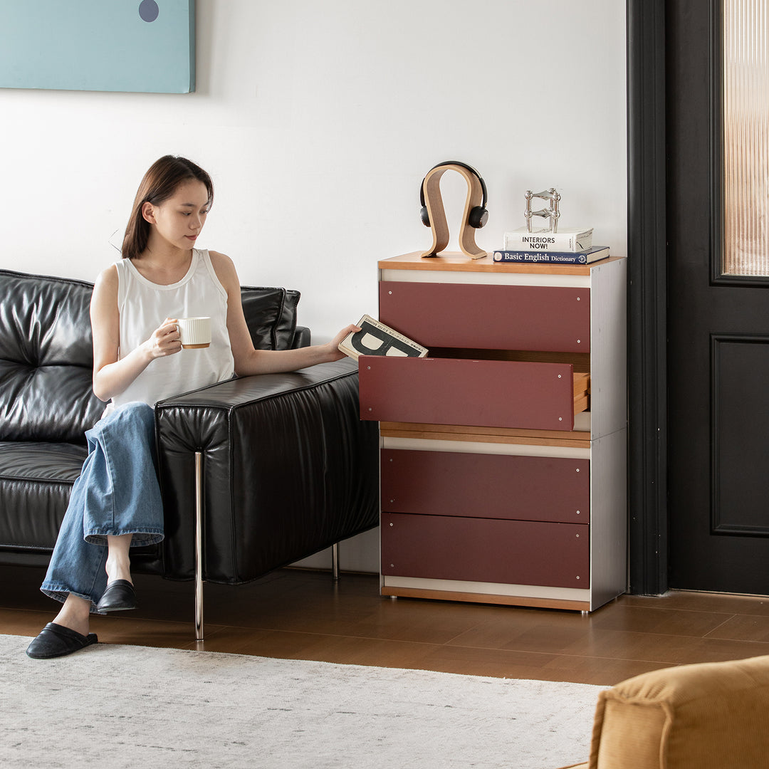 Bauhaus aluminium modular chest of drawer geometric in real life style.