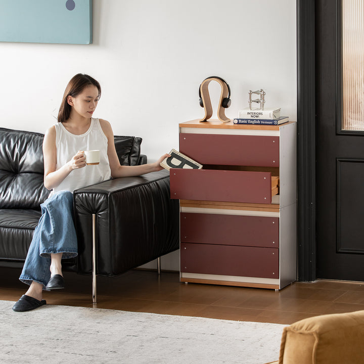 Bauhaus aluminium modular chest of drawer geometric in real life style.
