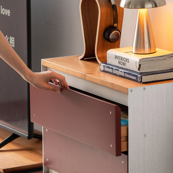 Bauhaus aluminium modular chest of drawer geometric with context.