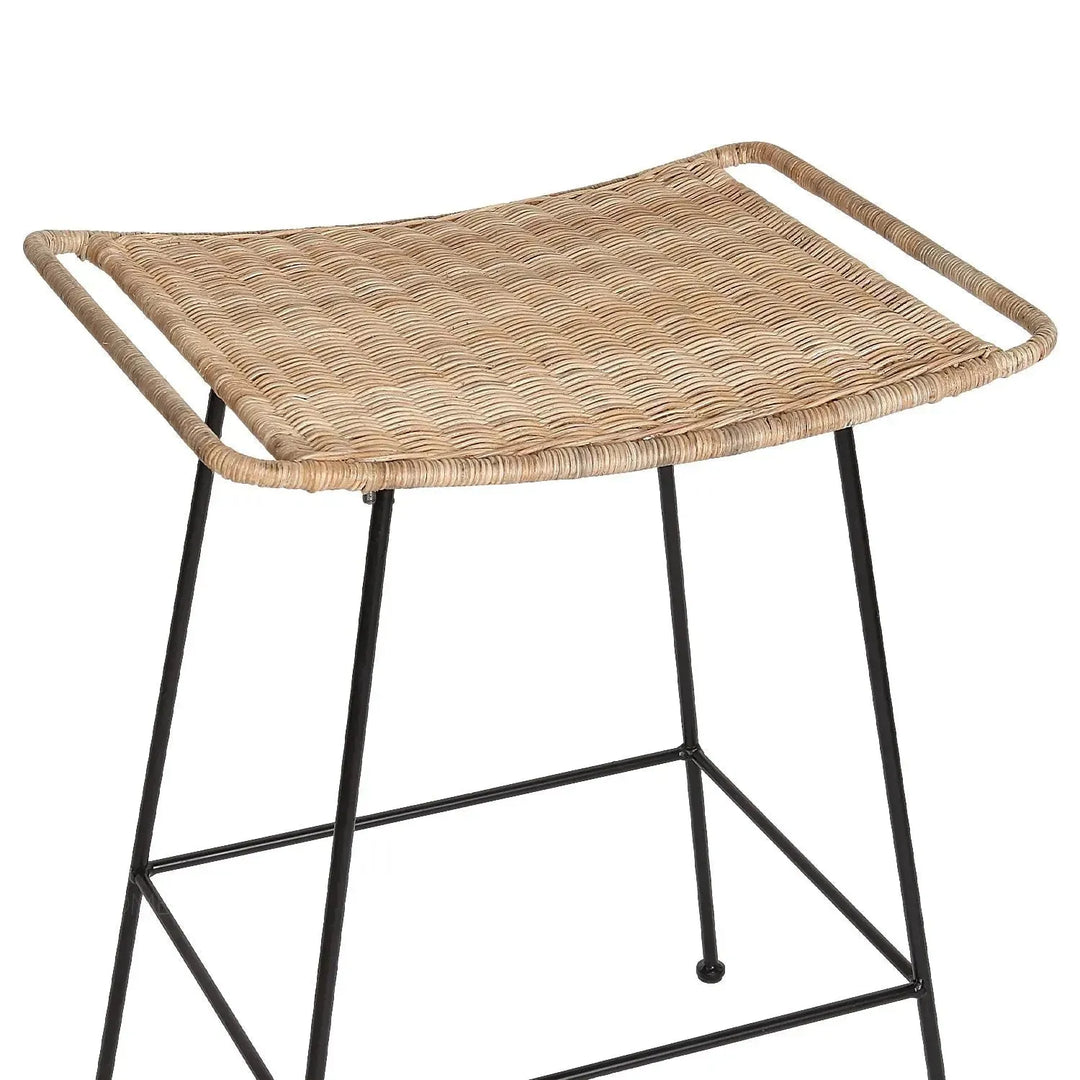 Bohemian rattan bar stool scott in close up details.
