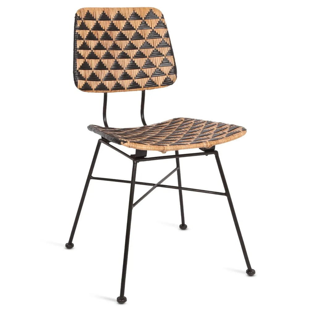 Bohemian rattan dining chair larry in white background.