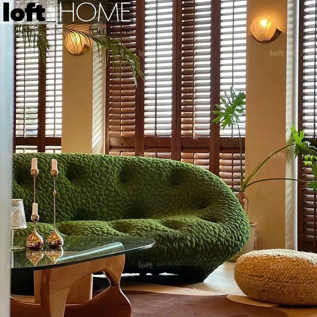 Contemporary fabric 1 seater sofa conch moby layered structure.