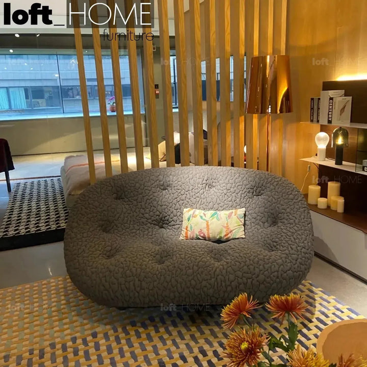 Contemporary fabric 1 seater sofa conch moby in details.