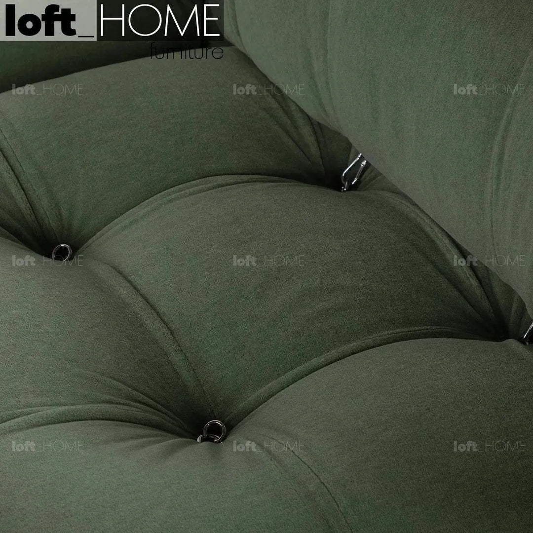 Contemporary fabric 1 seater sofa corner connection camaleonda in details.