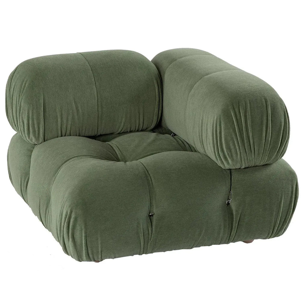 Contemporary fabric 1 seater sofa corner connection camaleonda in white background.