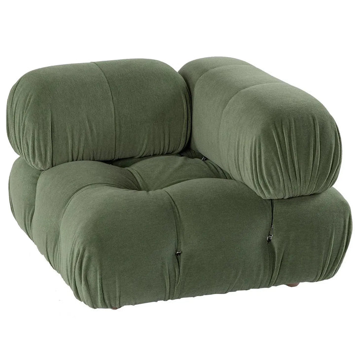 Contemporary fabric 1 seater sofa corner connection camaleonda in white background.