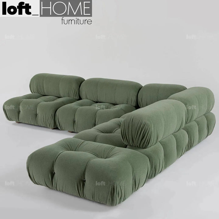 Contemporary fabric 1 seater sofa corner connection camaleonda in still life.