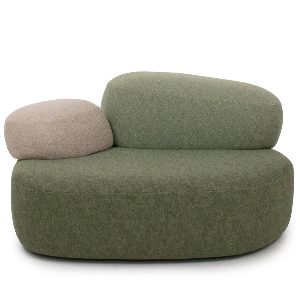 Contemporary fabric 1 seater sofa pebble in white background.