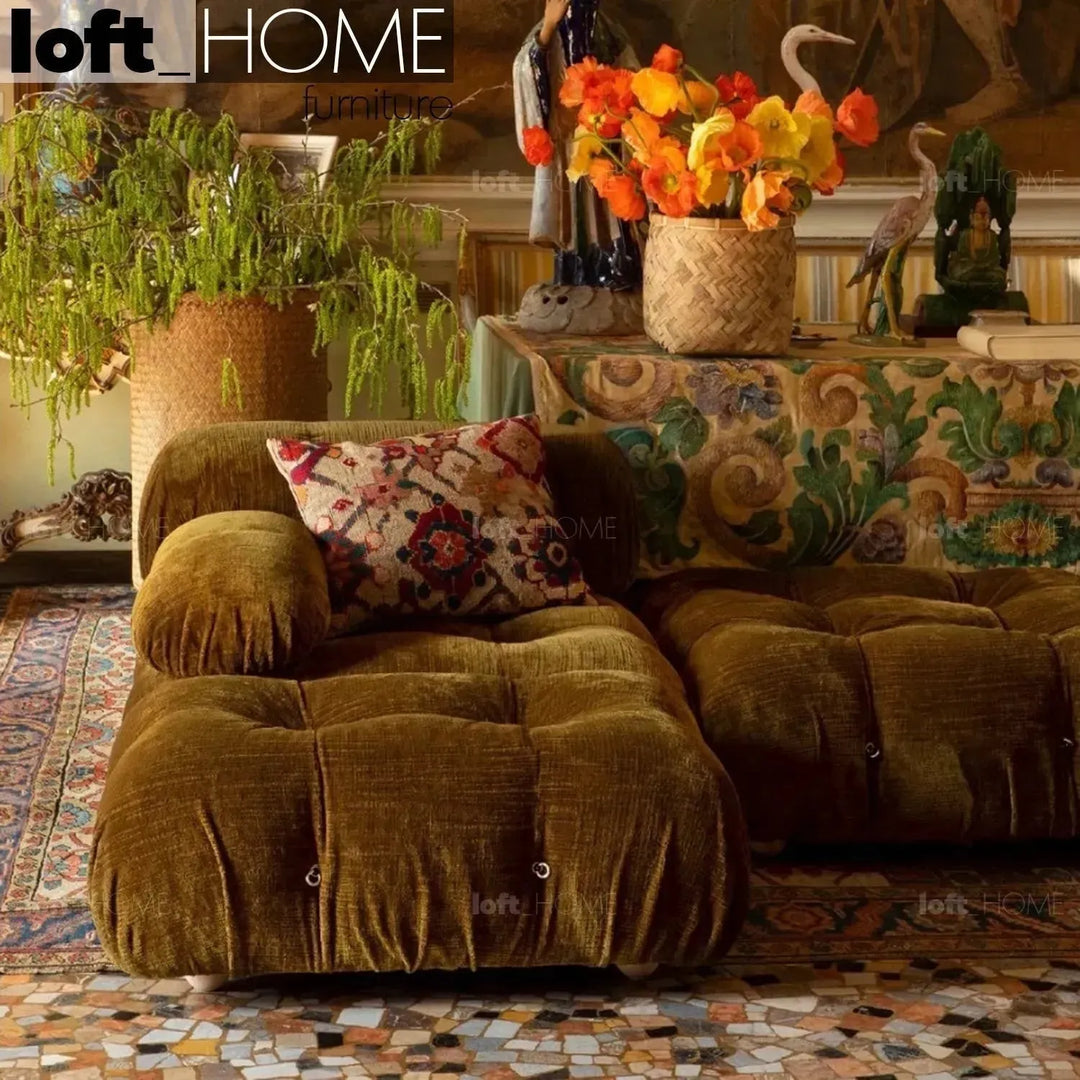 Contemporary fabric 1 seater sofa with armrest camaleonda conceptual design.