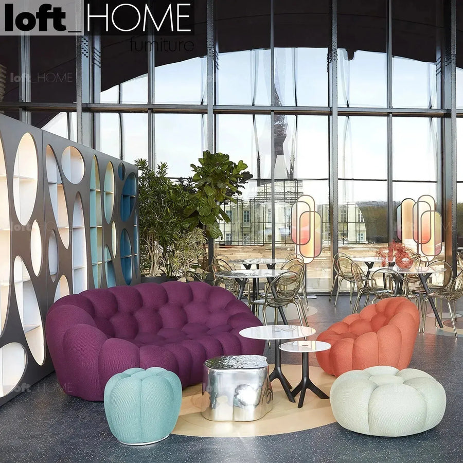 Contemporary fabric 2 seater sofa bubble primary product view.