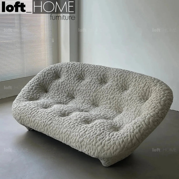 Contemporary fabric 2 seater sofa conch moby in details.