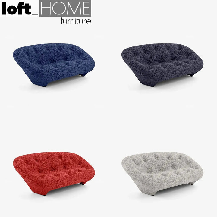Contemporary fabric 2 seater sofa conch moby in real life style.