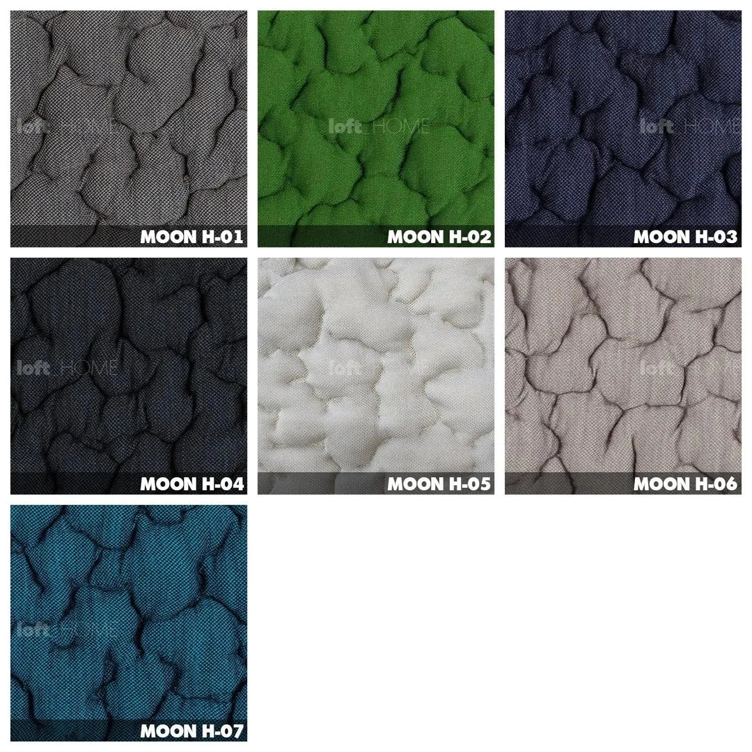 Contemporary fabric 2 seater sofa conch moby color swatches.