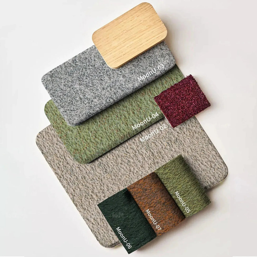 Contemporary fabric 3 seater sofa pebble chaise material variants.