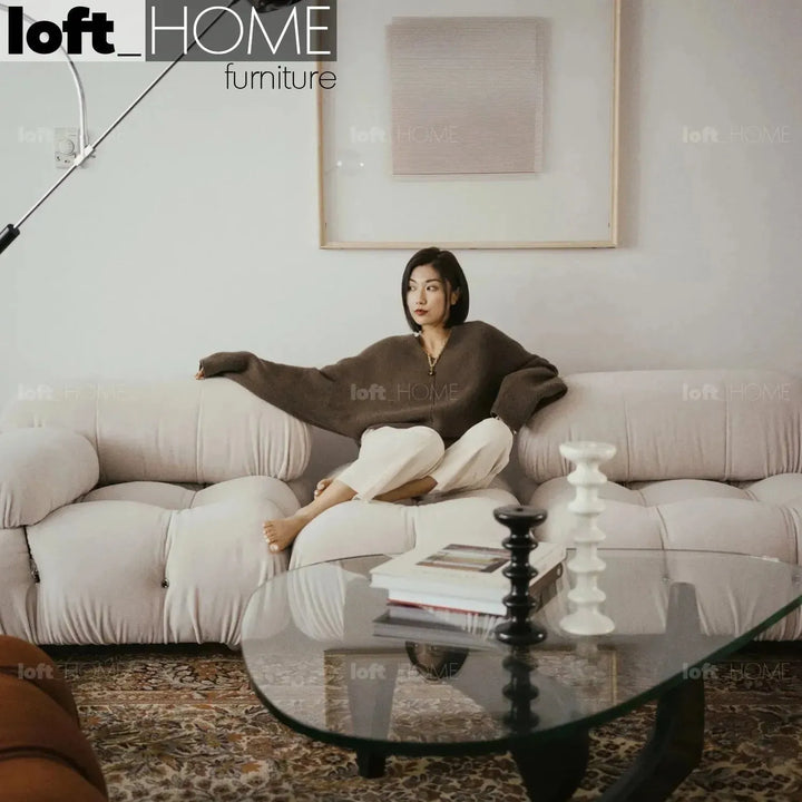 Contemporary fabric 3 seater sofa camaleonda in real life style.