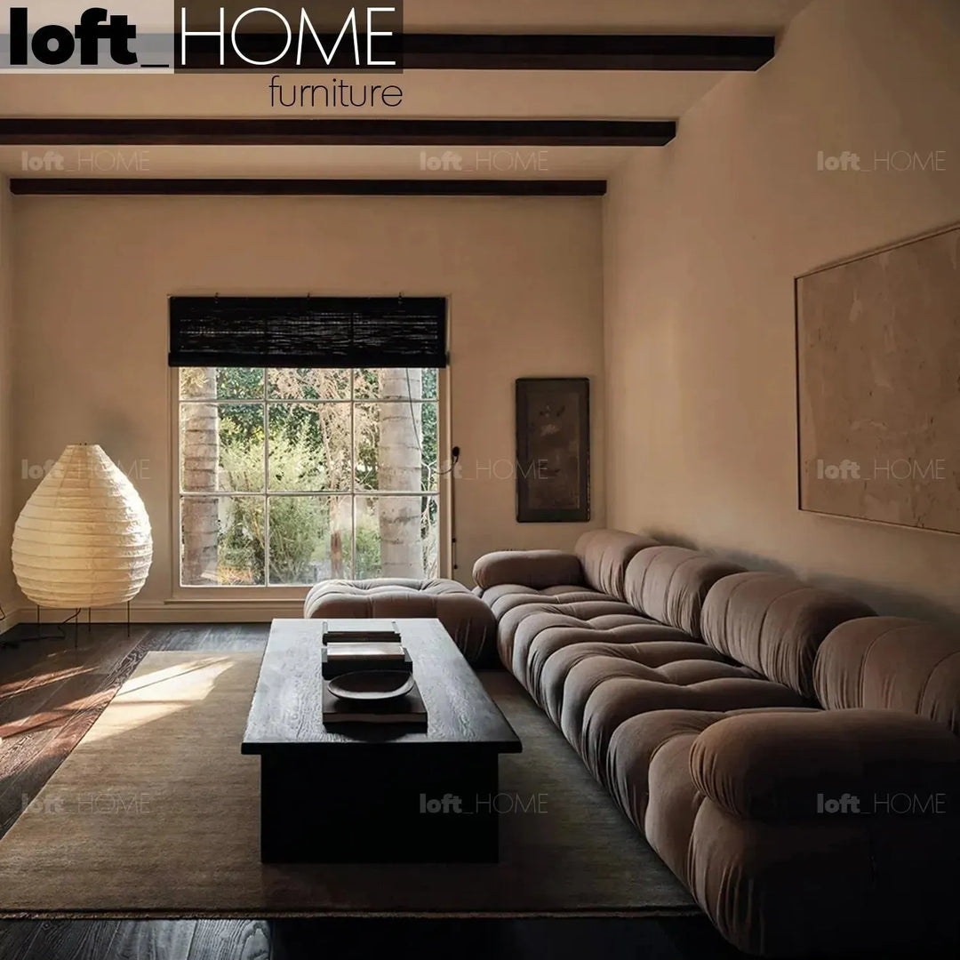 Contemporary fabric 3 seater sofa with ottoman camaleonda environmental situation.