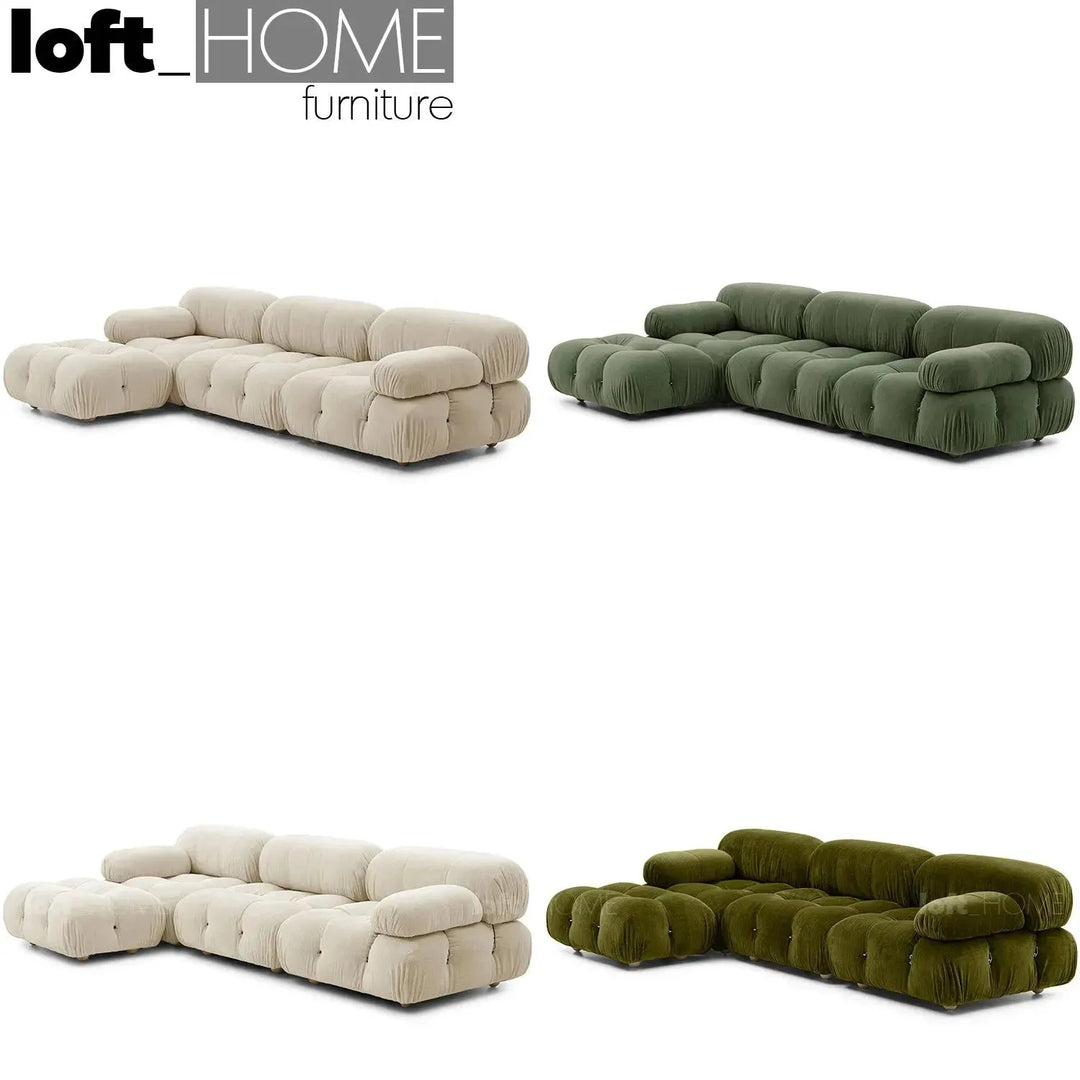 Contemporary fabric 3 seater sofa with ottoman camaleonda in real life style.