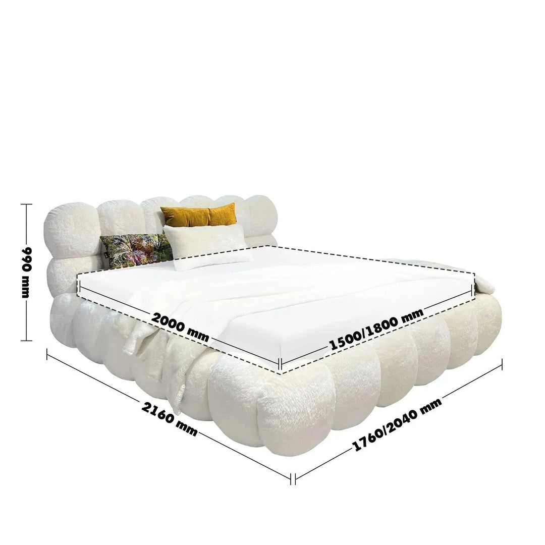Cream fabric bed pannacotta size charts.