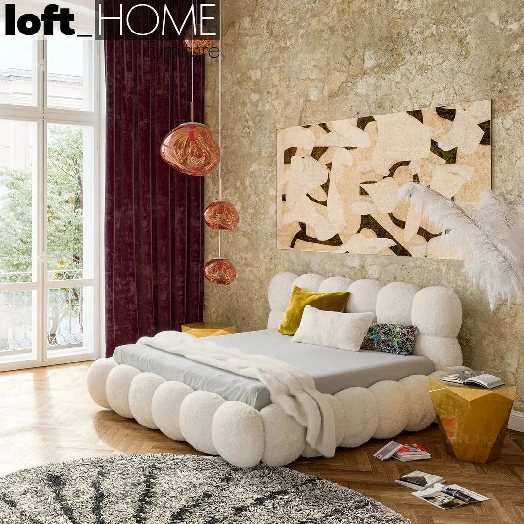 Cream fabric bed pannacotta primary product view.