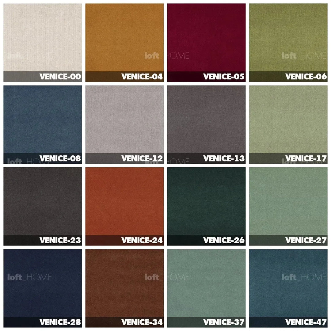 Contemporary fabric ottoman camaleonda color swatches.