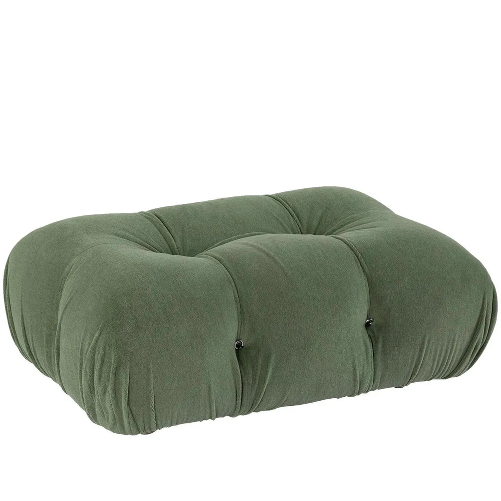 Contemporary fabric ottoman camaleonda in white background.