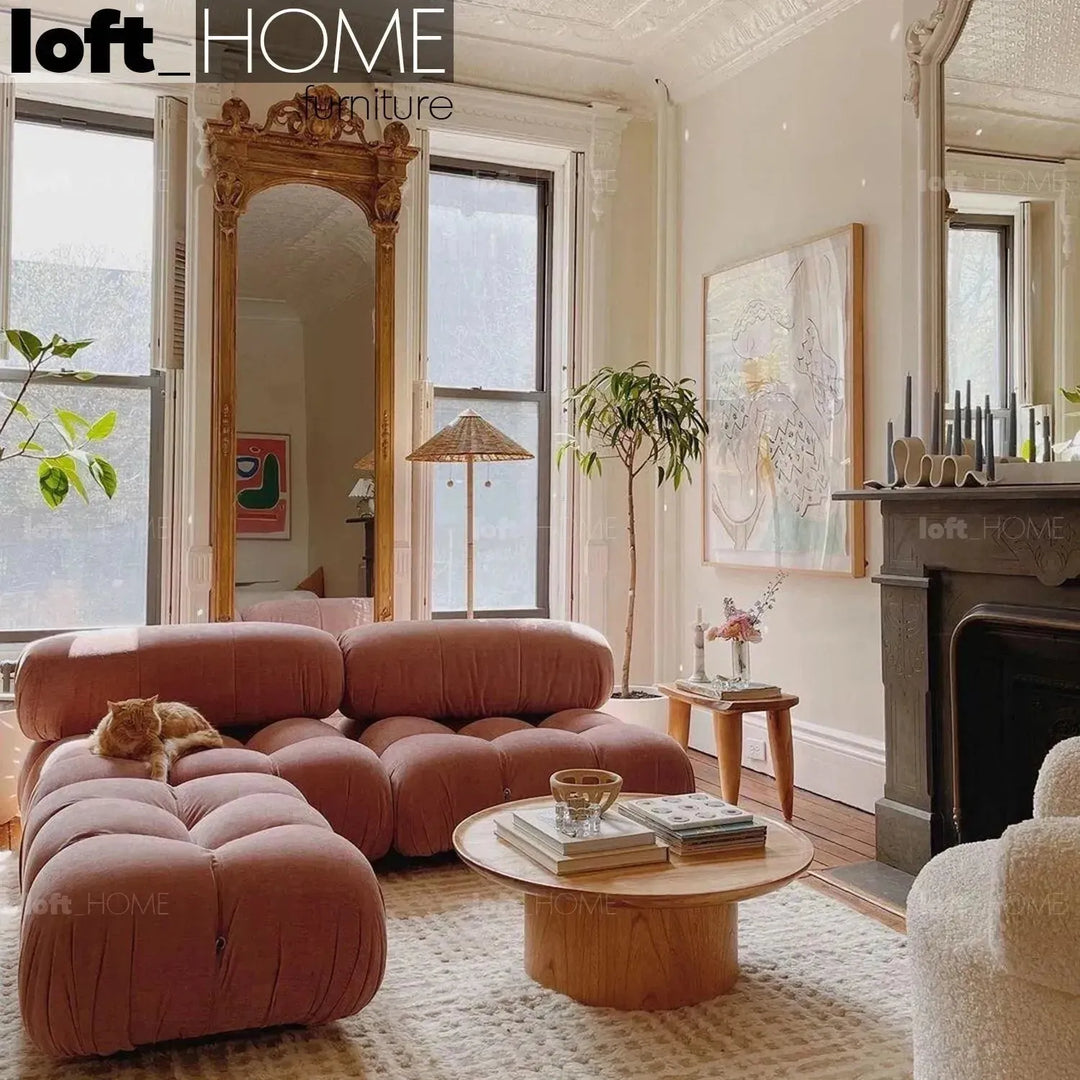 Contemporary fabric ottoman camaleonda conceptual design.