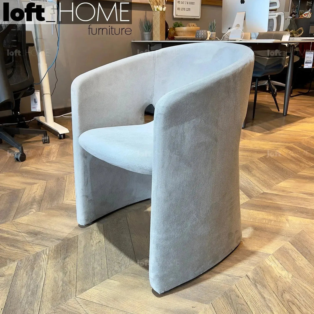 Contemporary velvet dining chair celeste in details.