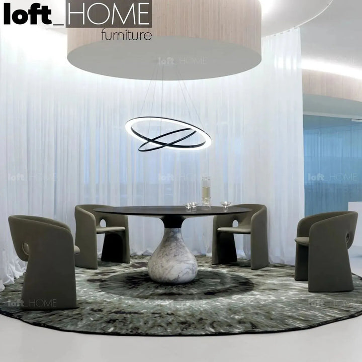 Contemporary velvet dining chair celeste conceptual design.