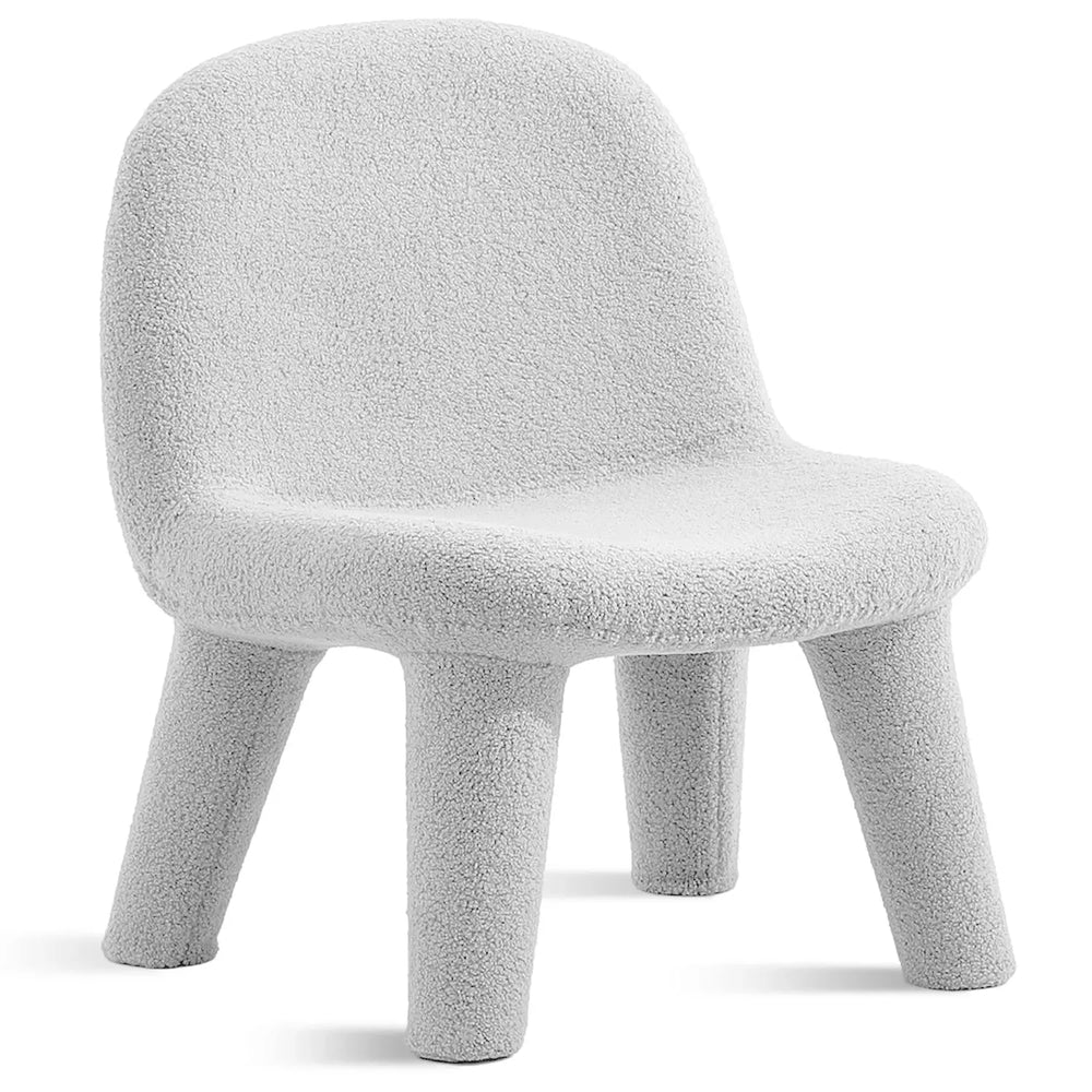 Cream boucle 1 seater sofa max in white background.