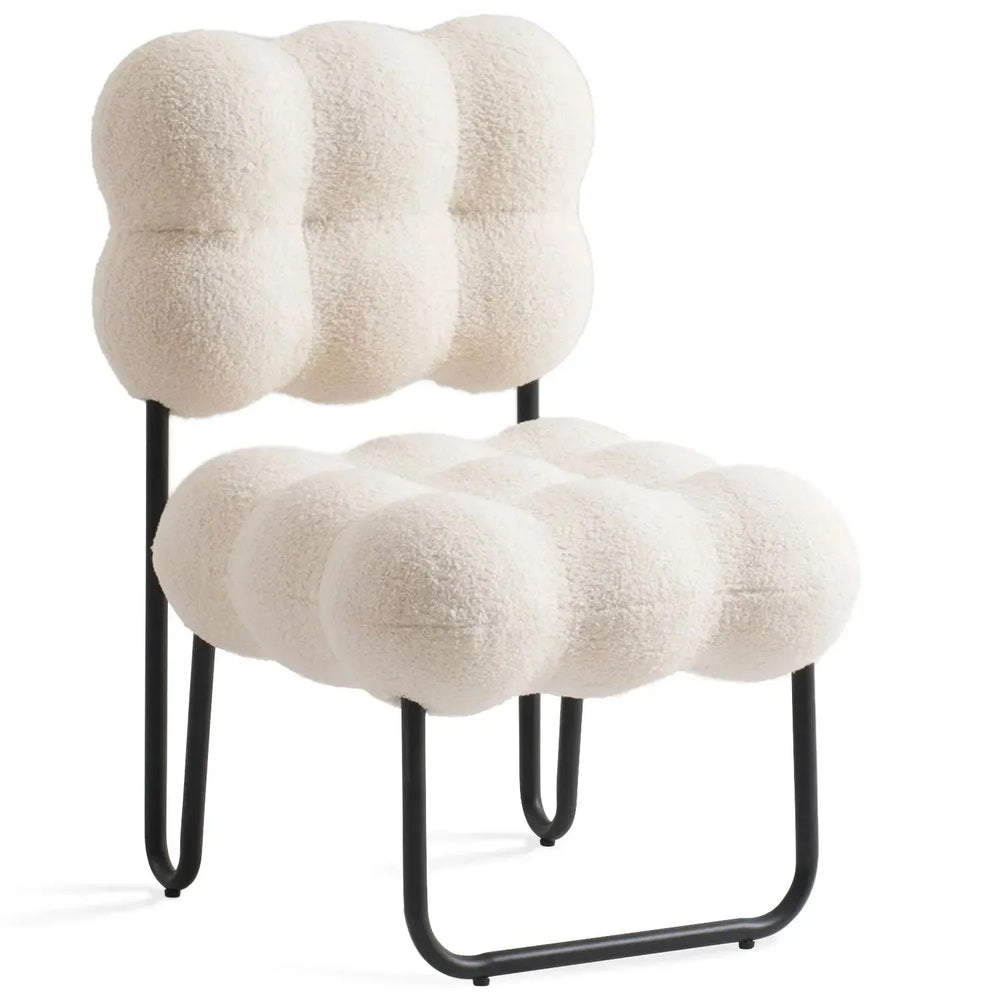 Cream boucle 1 seater sofa souffle in white background.