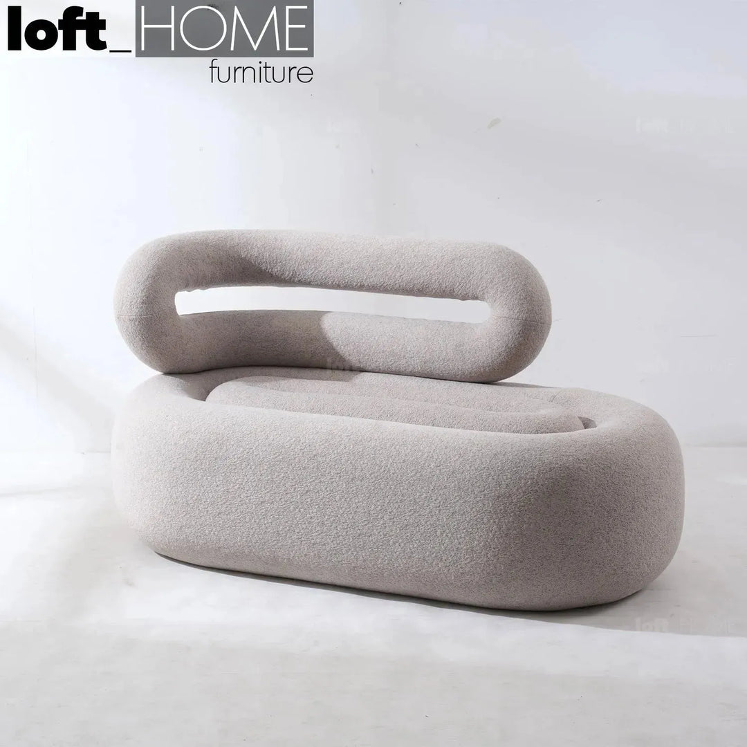 Cream boucle 2 seater sofa meringue primary product view.