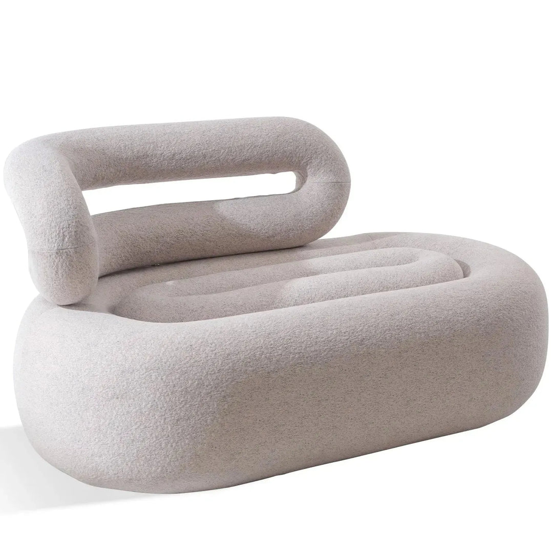 Cream boucle 2 seater sofa meringue in white background.