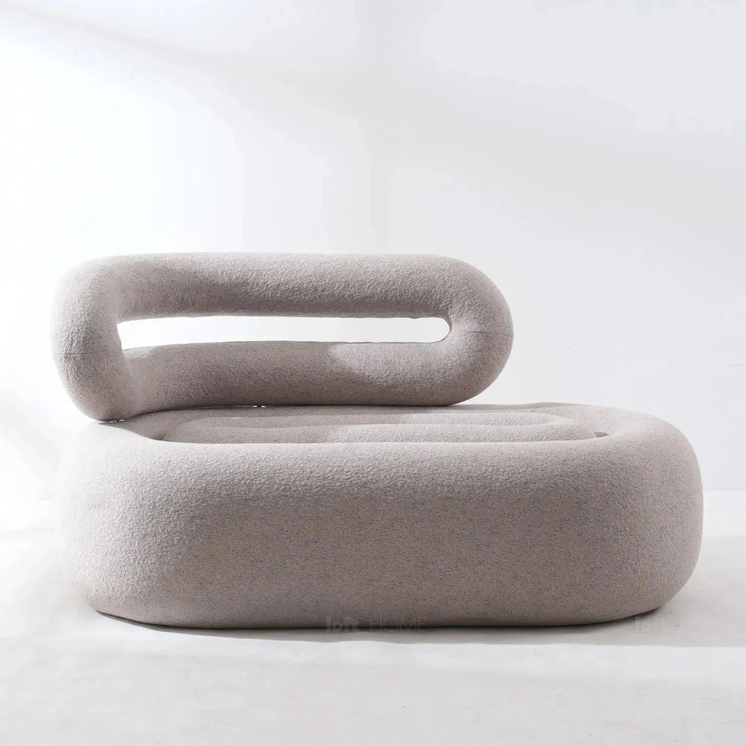 Cream boucle 2 seater sofa meringue color swatches.
