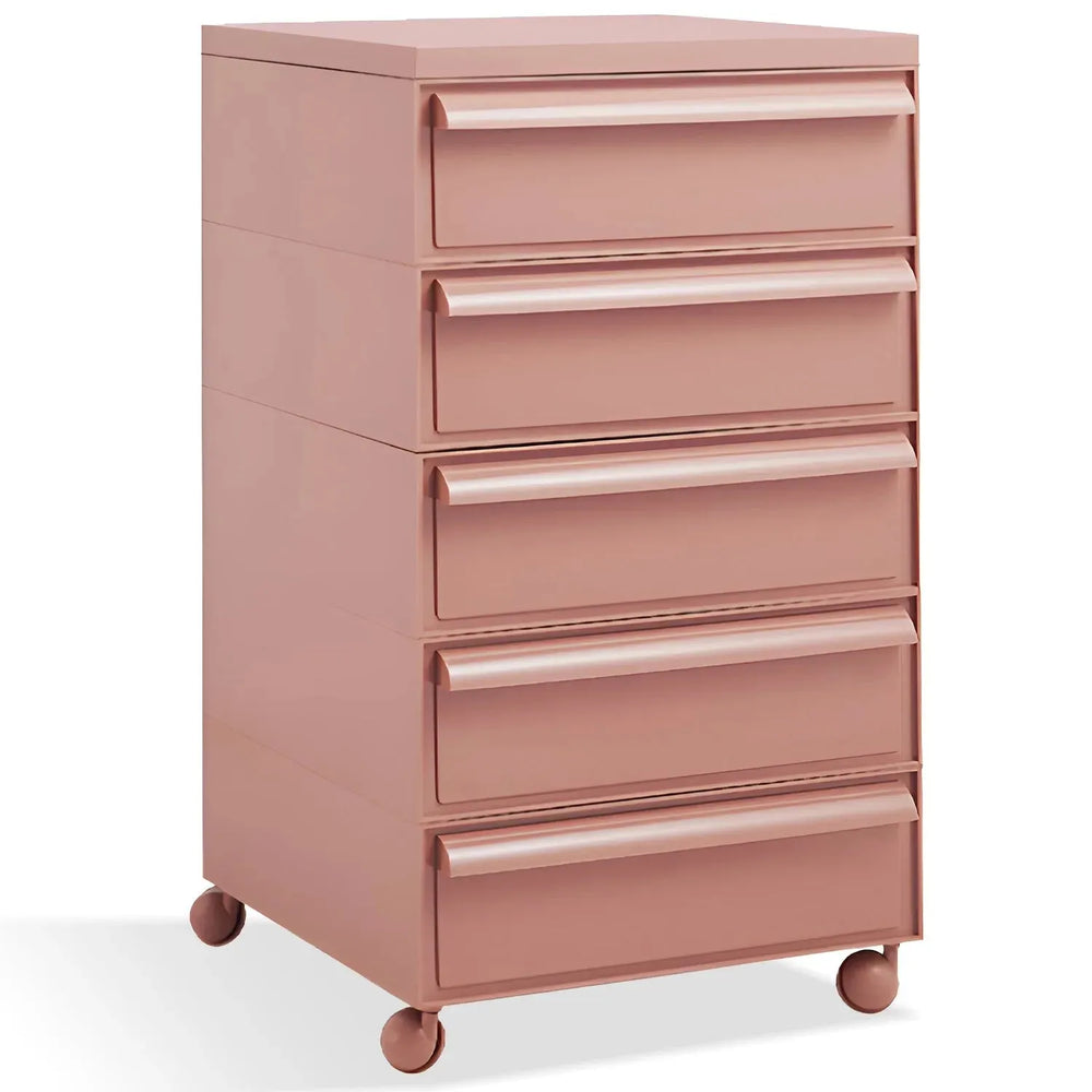 Contemporary plastic drawer cabinet truffle 5 drawer in white background.