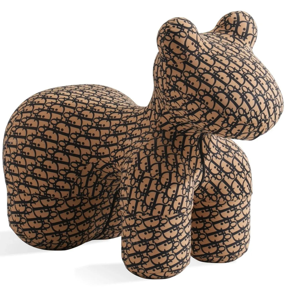 Contemporary polyethylene decor ottoman llama in white background.