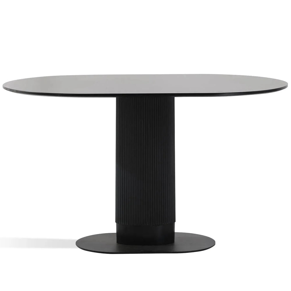 Modern wood dining table eclair in white background.