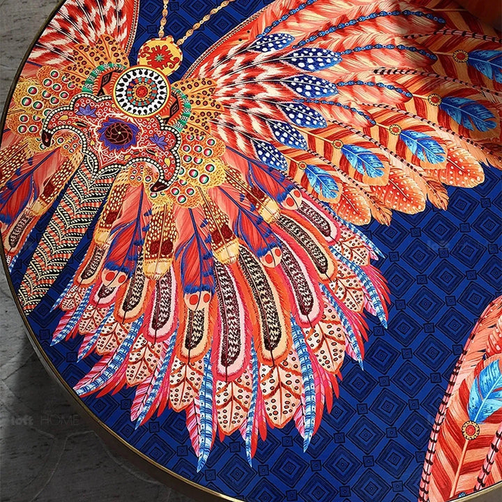 Eclectic steel coffee table butterfly color swatches.