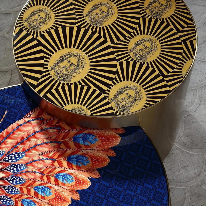Eclectic steel coffee table roman material variants.