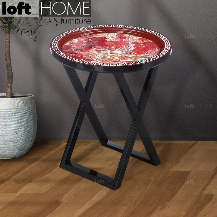 Eclectic wood side table apsara primary product view.