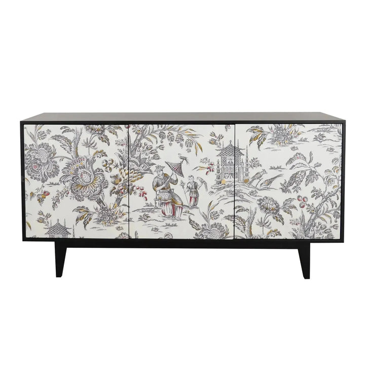 Eclectic wood storage cabinet lotus with context.