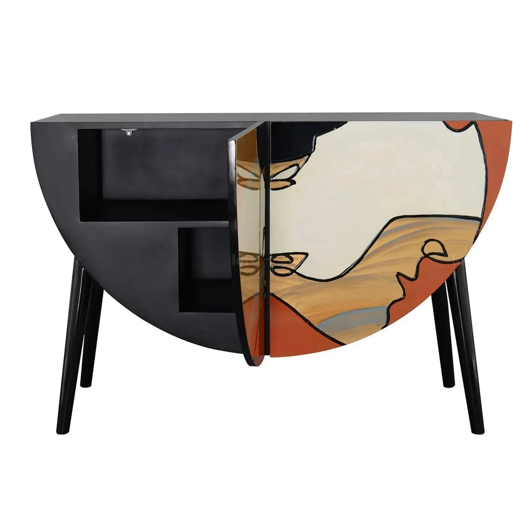 Eclectic wood storage cabinet low dreamy in real life style.