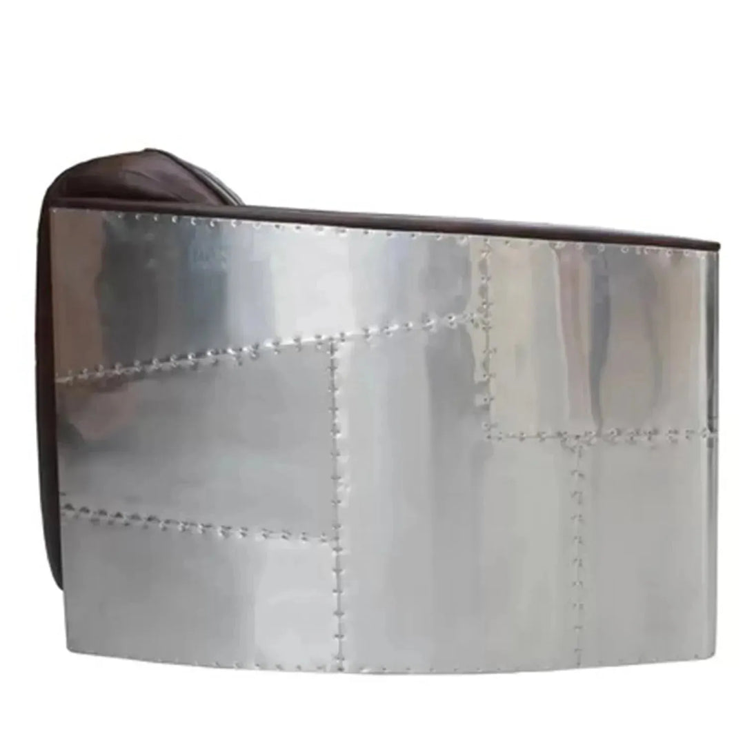Industrial aluminium 2 seater sofa aircraft in details.
