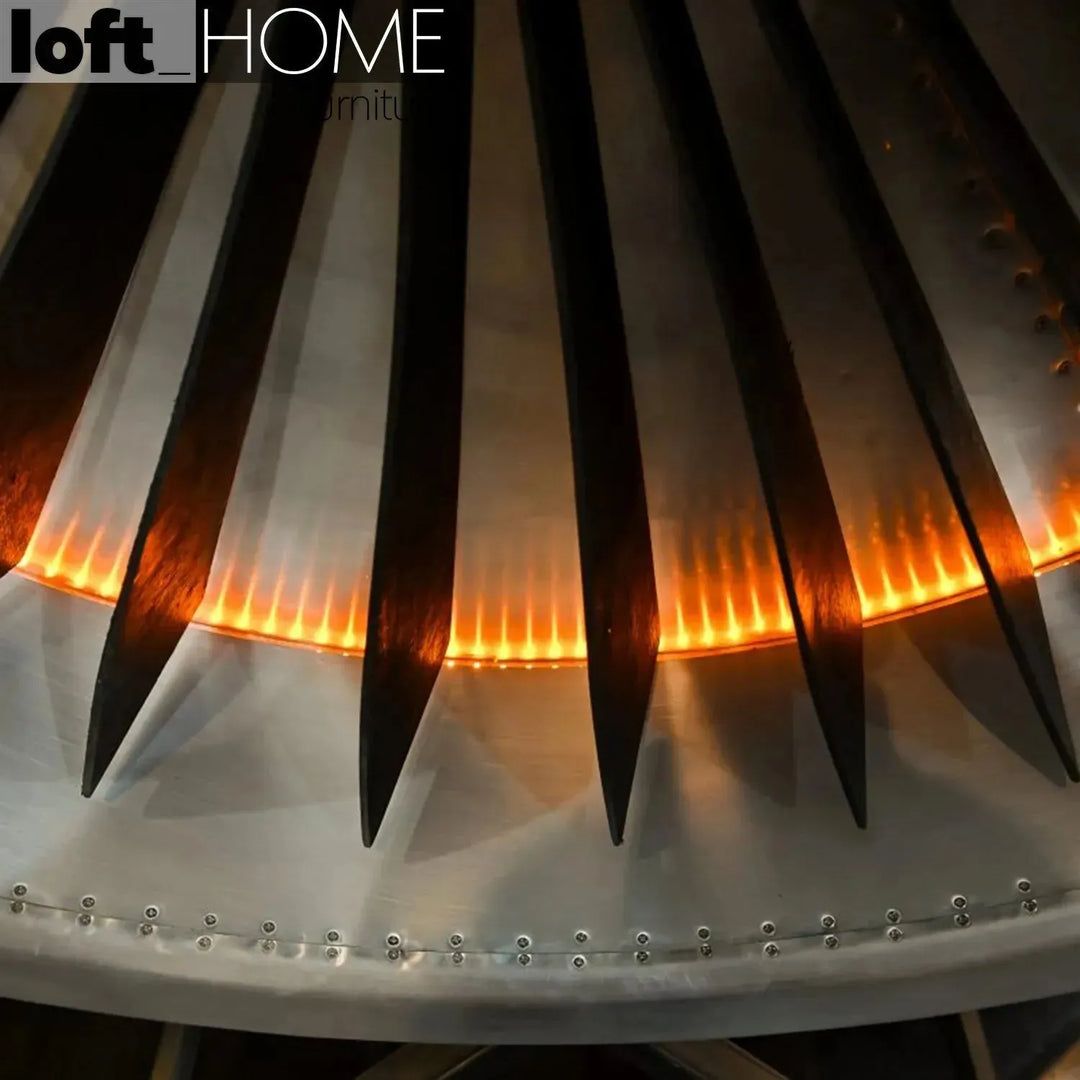 Industrial aluminium electric engine decor in panoramic view.