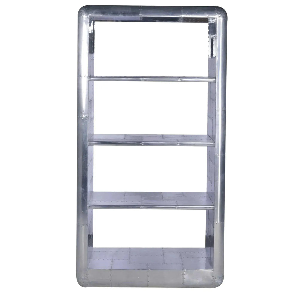 Industrial aluminium bookshelf aircraft in white background.