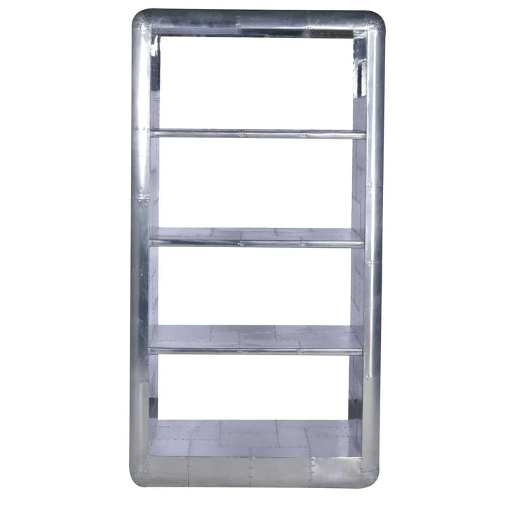 Industrial aluminium bookshelf aircraft in white background.