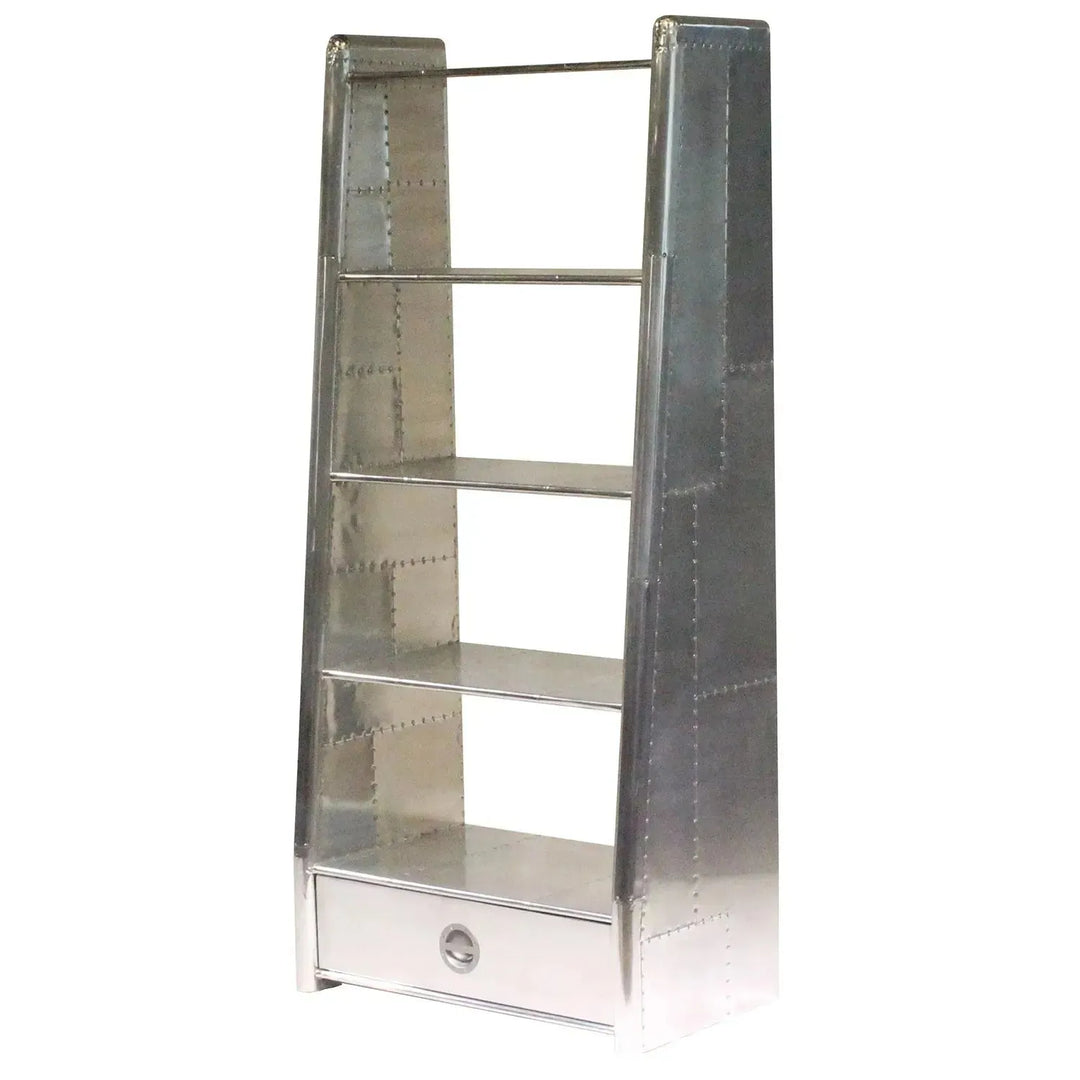 Industrial aluminium bookshelf aircraft color swatches.