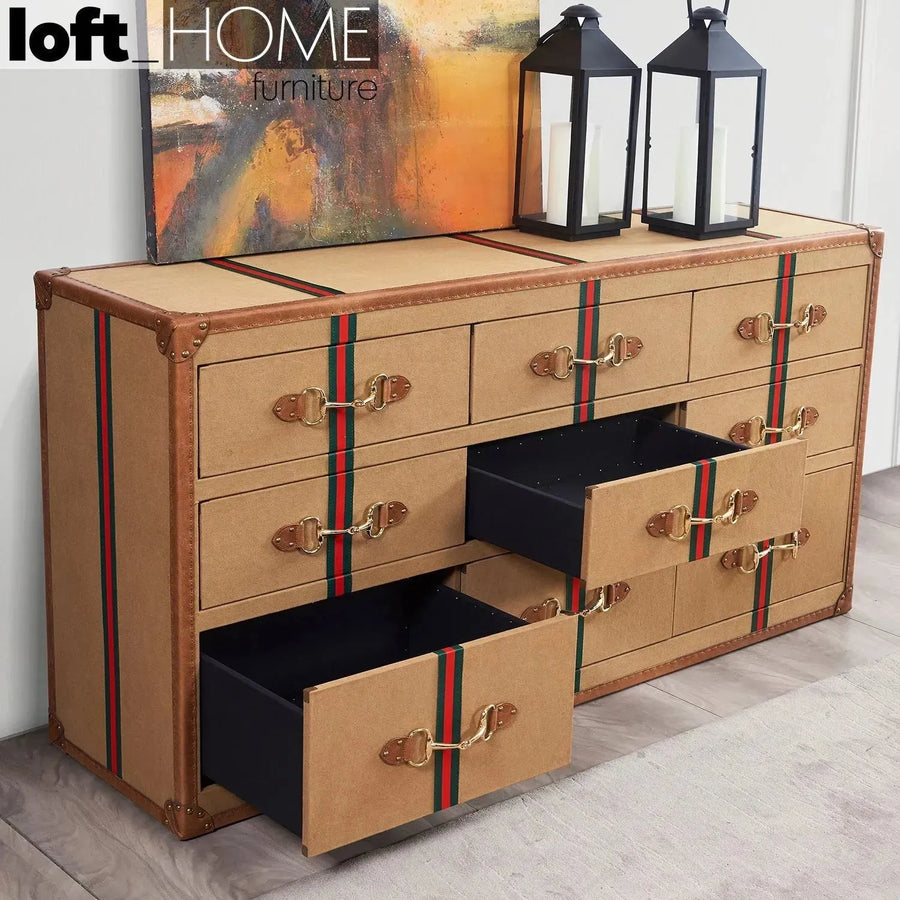 Vintage canvas drawer cabinet guccio primary product view.