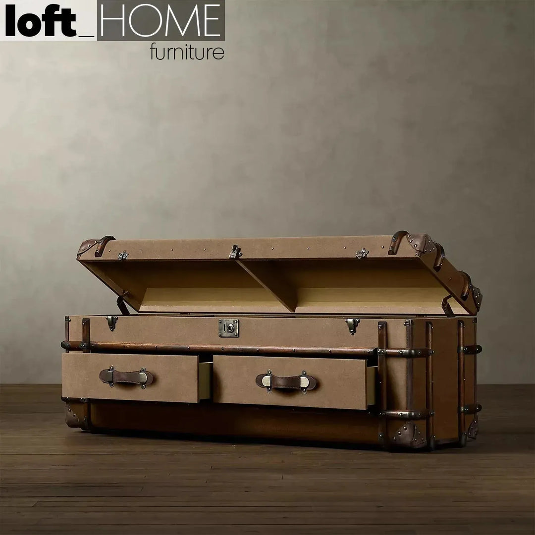 Vintage canvas tv console richards trunk in real life style.